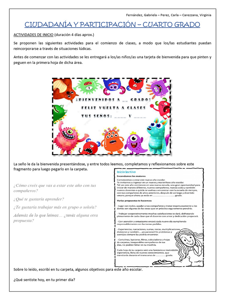 Actividades de Inicio para Cuarto Grado | PDF | Artes del Lenguaje y ...