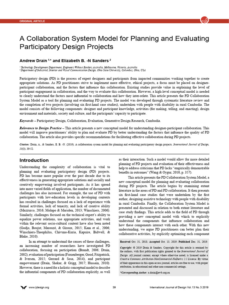 A Collaboration System Model For Planning and Evaluating | PDF ...