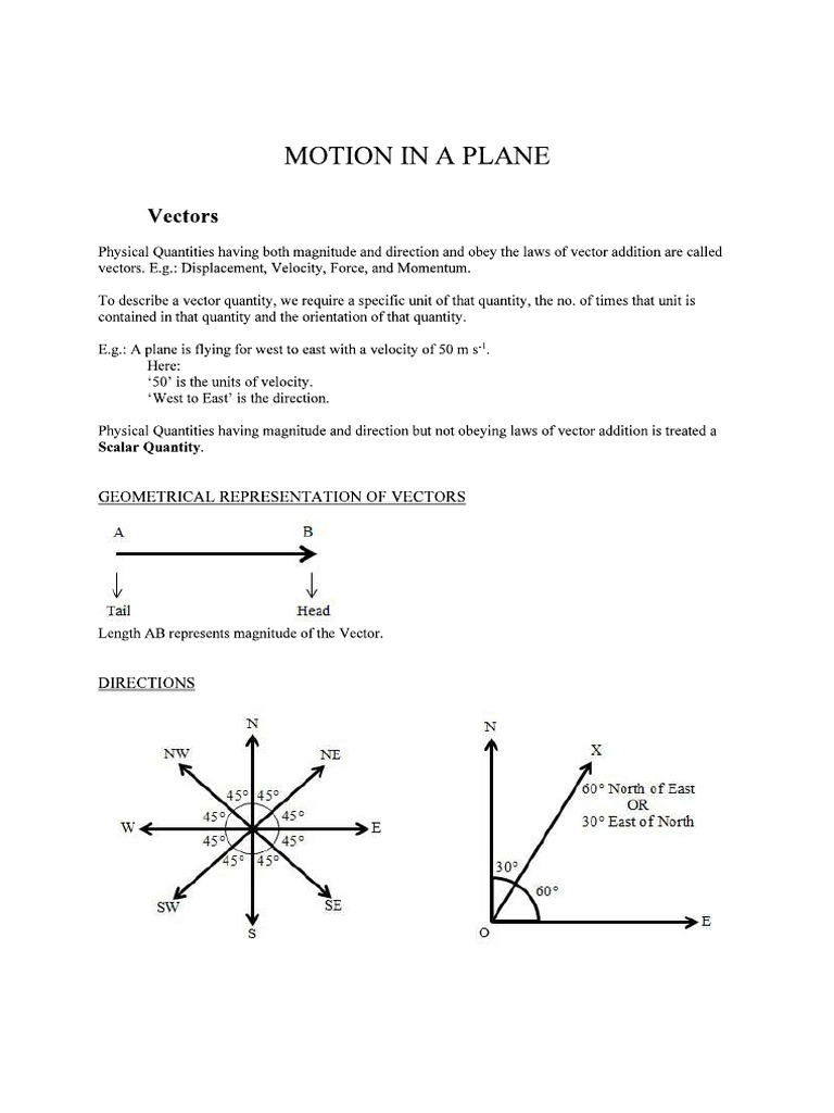 Motion in A Plane | PDF