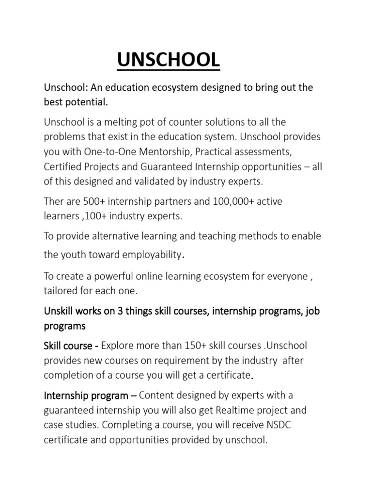 Unschool 2 | PDF | Career & Growth | Art