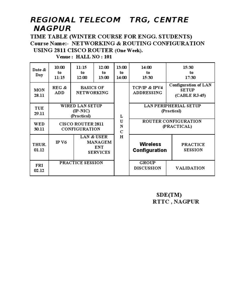 Networking & Routing Course Schedule | PDF