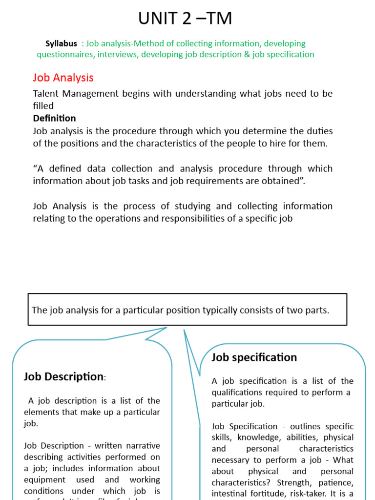 Unit 2 - TM - Job Analysis | PDF | Business