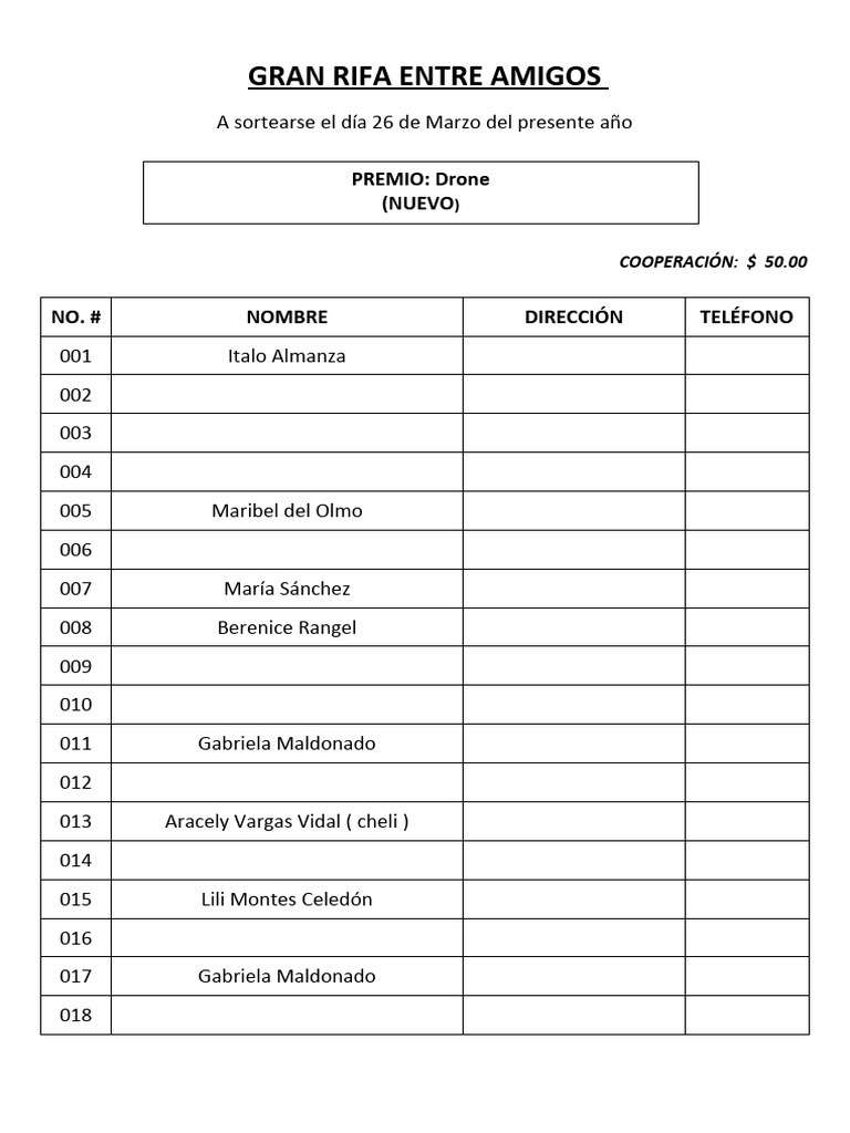 Gran Rifa: Gana un Drone Nuevo | PDF