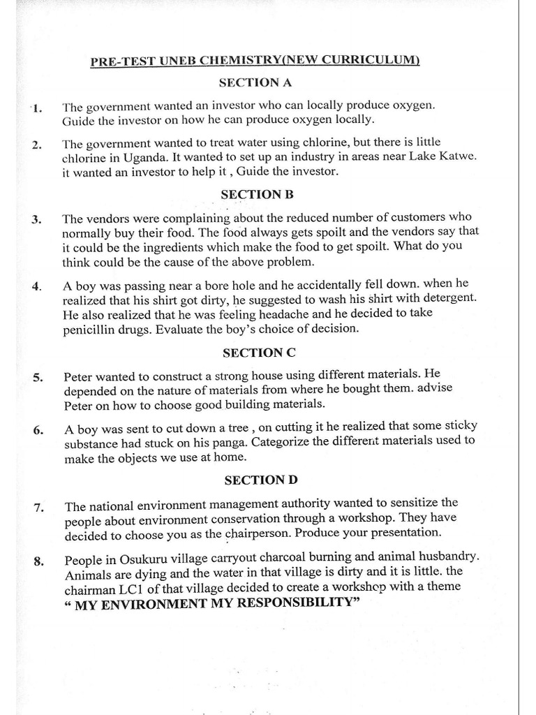 Uneb Pre Test | PDF