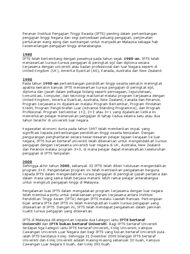 Peranan Institusi Pengajian Tinggi Swasta  PDF