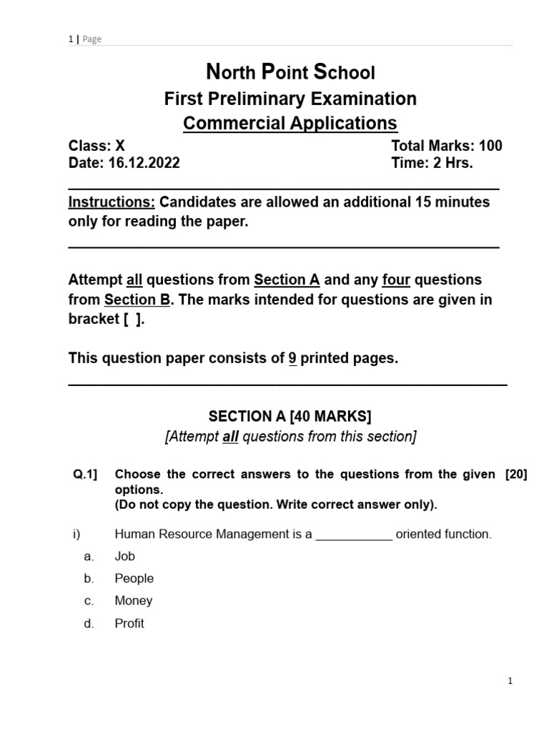 North Point (FIRST PRELIMINARY) Commercial Appl | PDF | Market ...