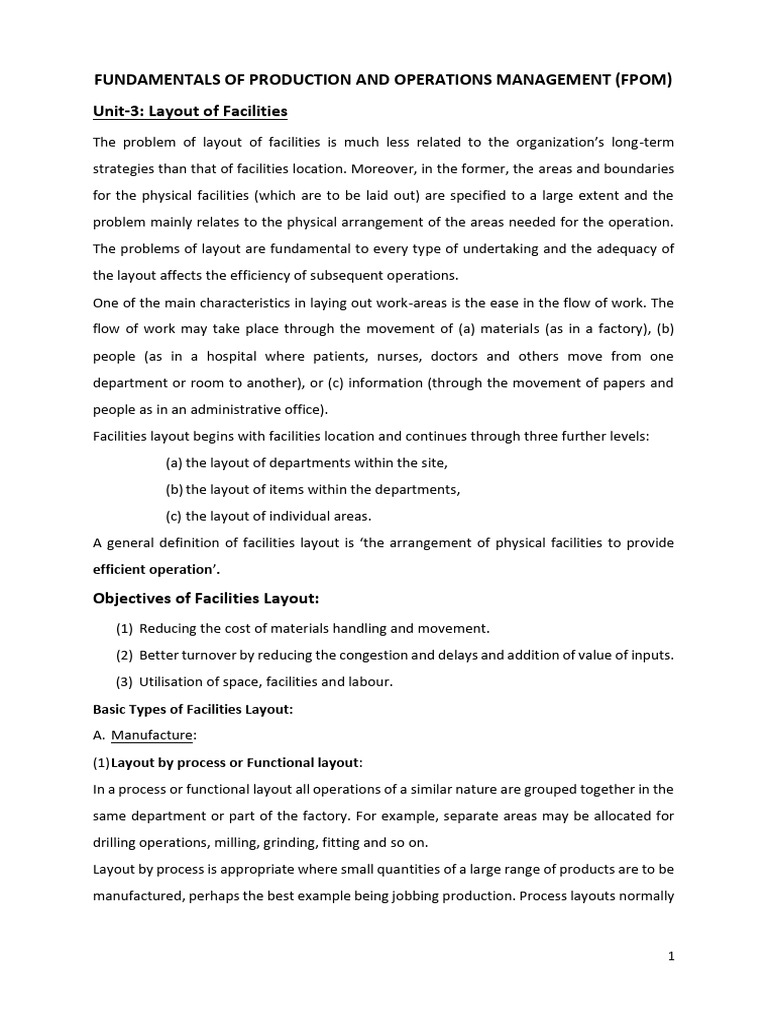 Facilities Layout in Operations Management | PDF | Demand | Goods