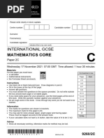 9260 2c Question Paper 2 International Gcse Mathematics Core Nov21