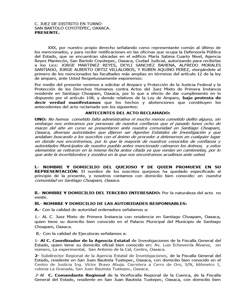 Amparo contra orden de aprehensión | PDF | Constitución | Justicia
