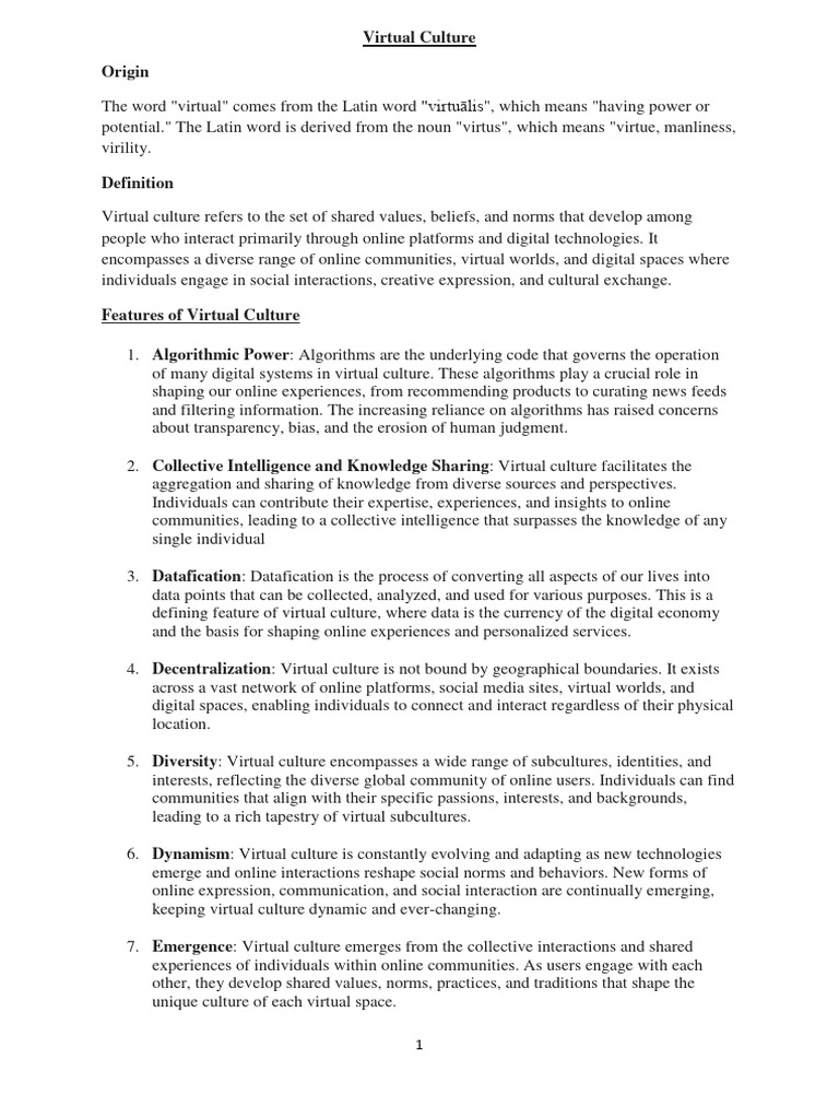 Virtual Culture | PDF | Virtual World | Social Media
