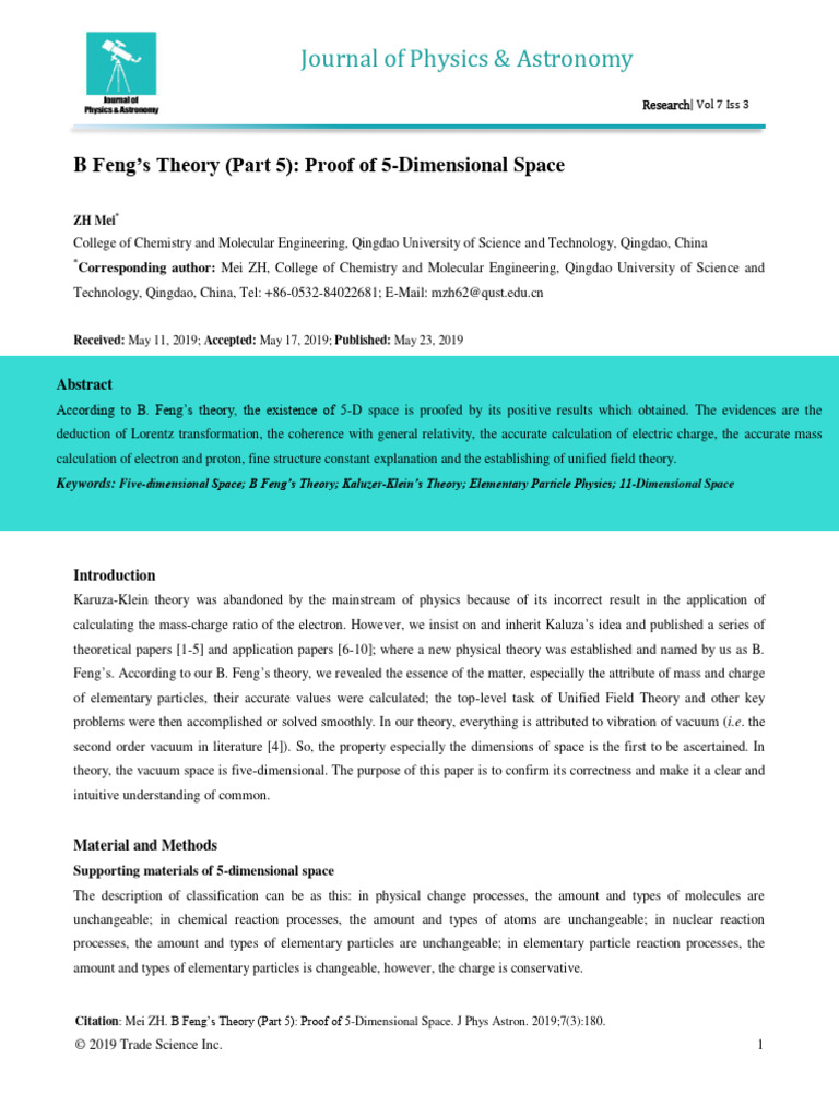 B fengs theory part 5 proof of 5dimensional space pdf physics