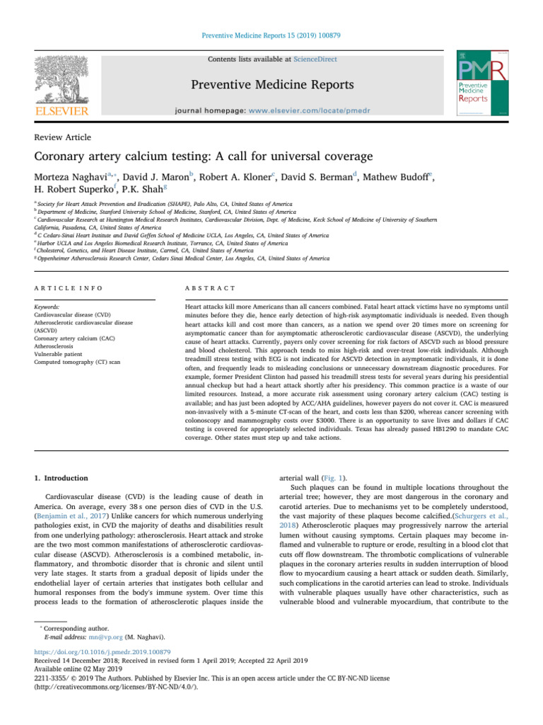 Universal Coverage for CAC Testing | PDF | Atherosclerosis | Atheroma