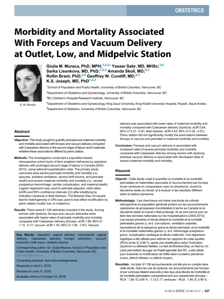 Forceps vs. Vacuum Delivery Risks | PDF | Childbirth | Caesarean Section