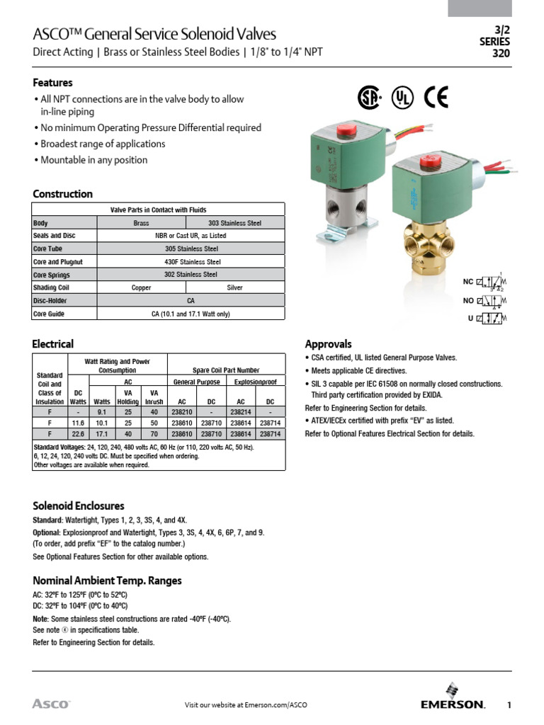 Catalog Series 320 8320 Solenoid Valve Asco North Americas en | PDF ...