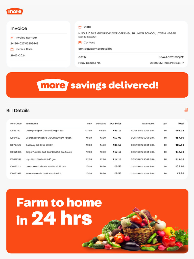 Invoice for Grocery Purchase Details | PDF | Taxes | Government Finances