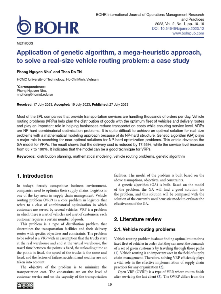Application of Genetic Algorithm, A Mega-Heuristic Approach, To Solve A ...