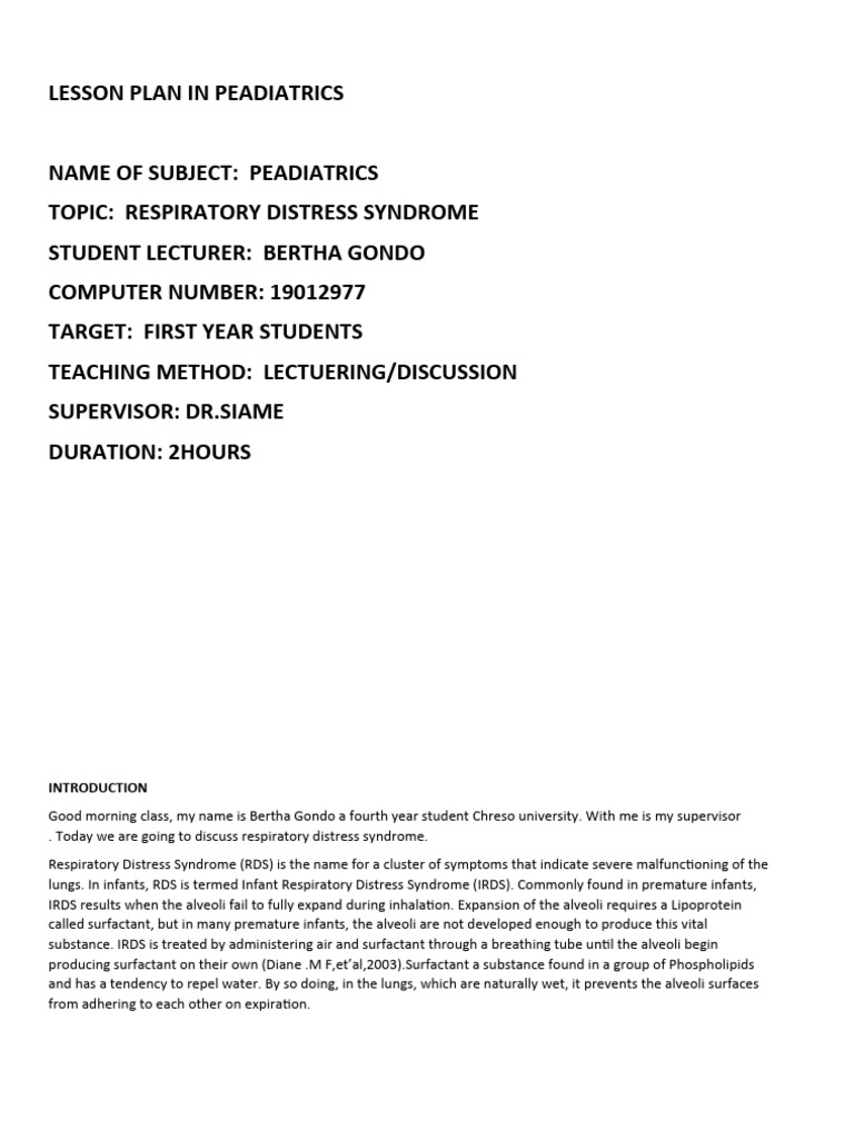 Understanding Respiratory Distress Syndrome | PDF | Respiratory System ...