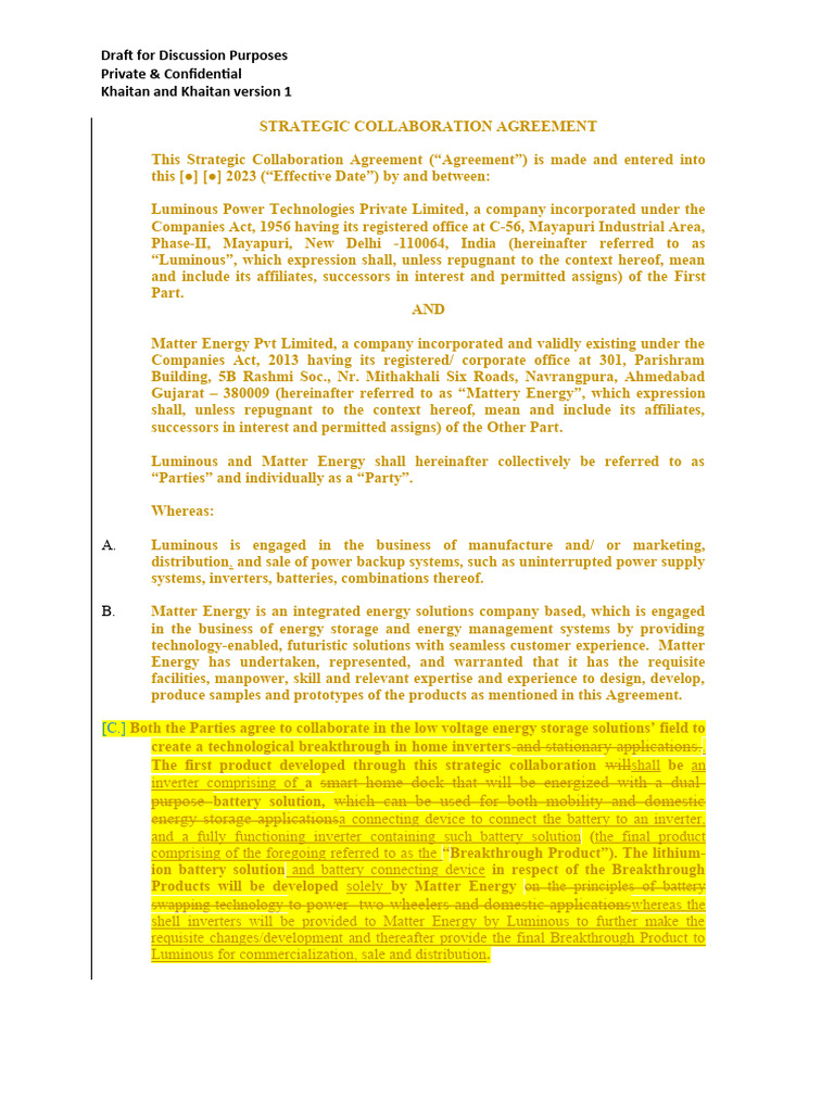 Strategic Energy Collaboration Pact | PDF | Indemnity | Insurance