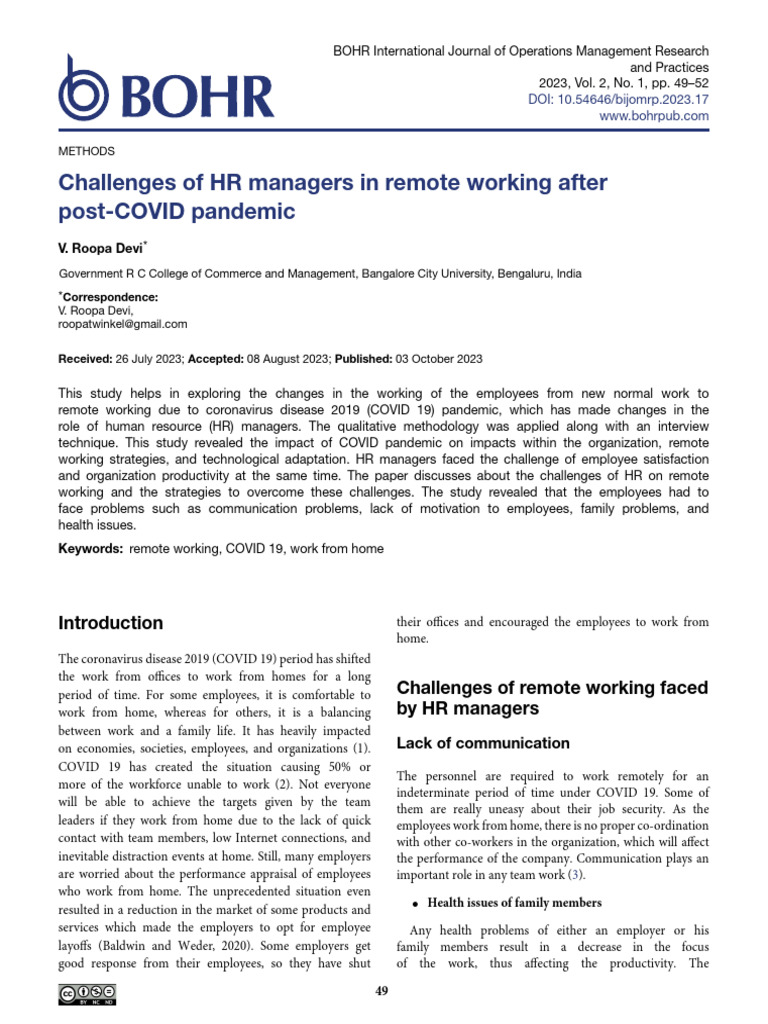 HR Challenges in Post-COVID Remote Work | PDF | Employment | Human ...