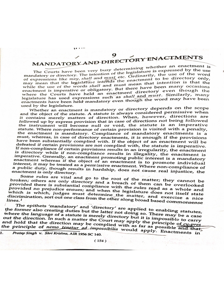 Mandatory and Directory Enactments | PDF