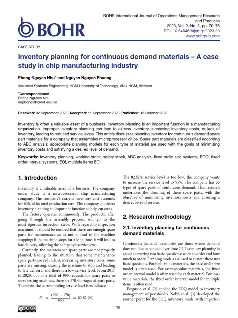 Inventory Planning in Chip Manufacturing | PDF | Inventory | Standard ...