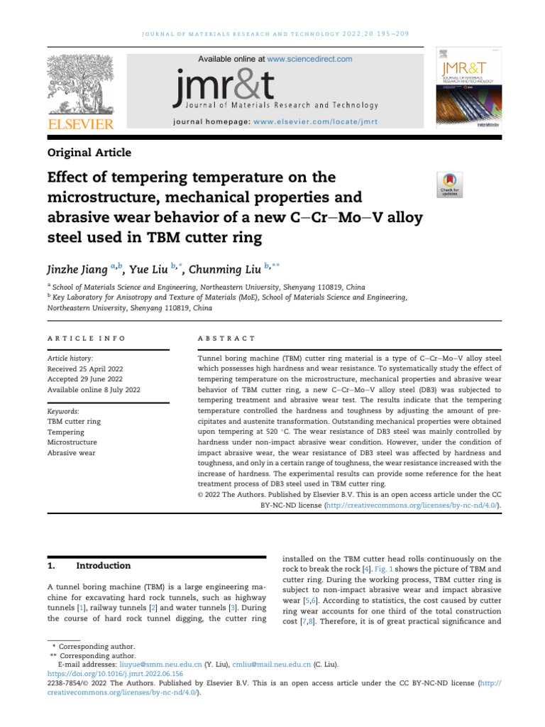 Effect of Tempering Temperature On The C-Cr-Mo-V Alloy Year 2022 | PDF ...