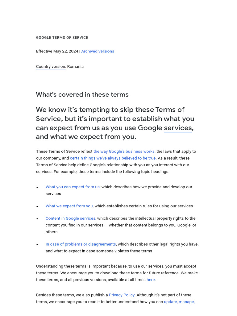 Google Terms of Service - Privacy & Terms - Google | PDF | Indemnity ...