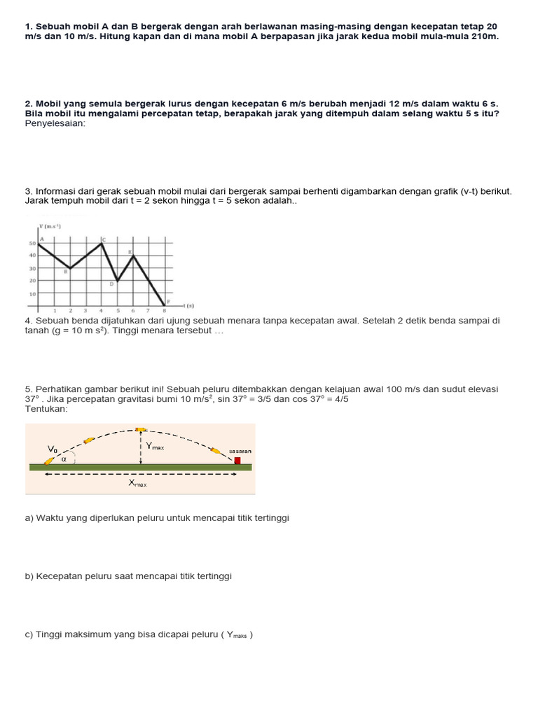 Latihan Glb Glbb Gjb Gm Gp Fisika Siswa Pdf Sains Matematika