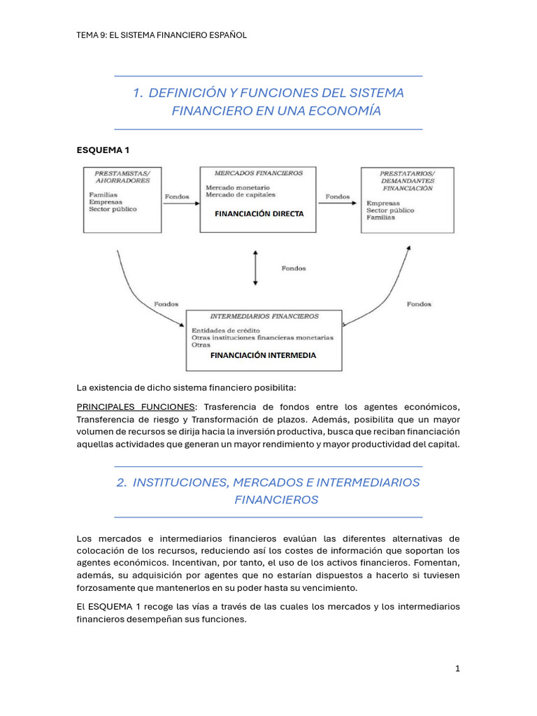 Sistema Financiero Español: Funciones y Estructura | PDF | Bancos ...