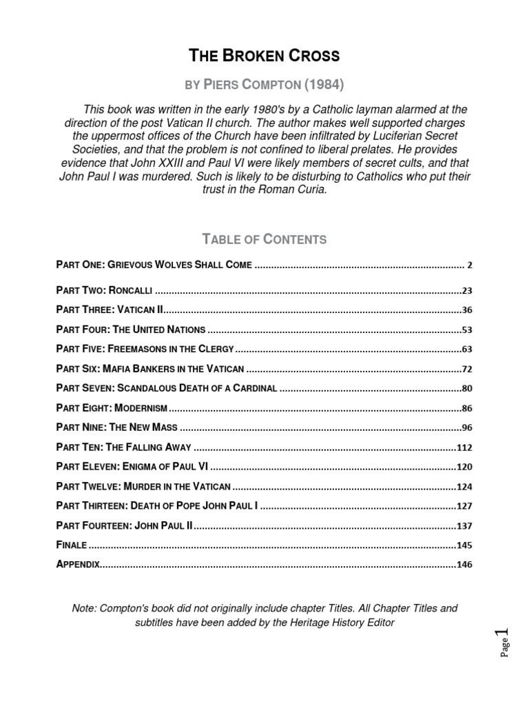 The Broken Cross: Church Infiltration | PDF | Pope | Illuminati