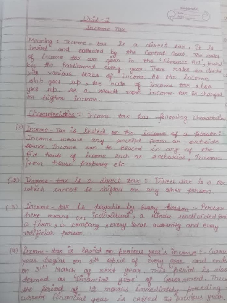 Income Tax Sem 3 1out Of2 Pdf Taxes Government Finances