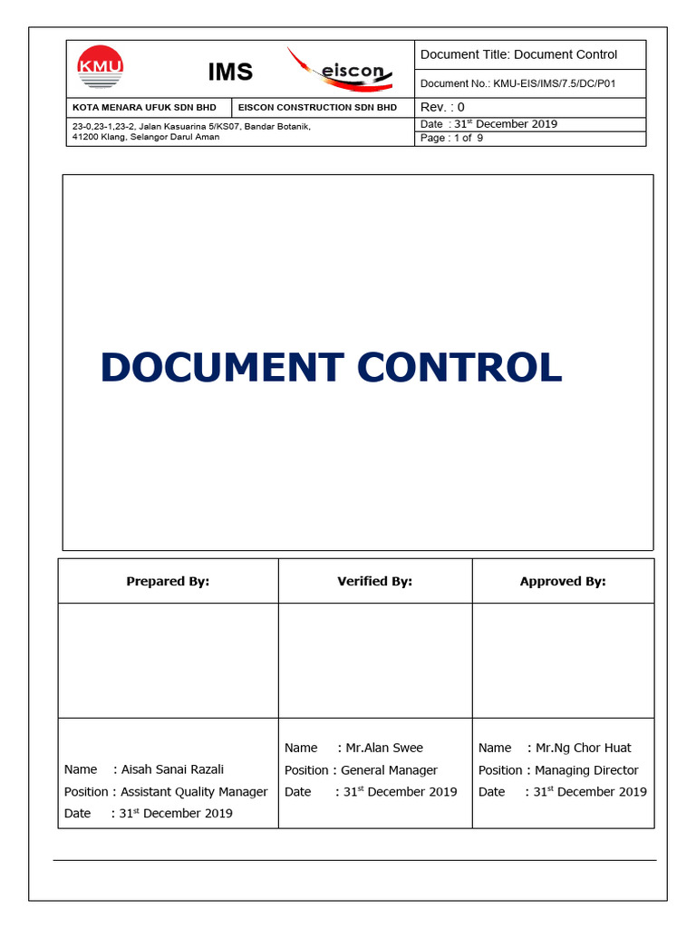 Document Control Procedure Overview | PDF | Software | Computing