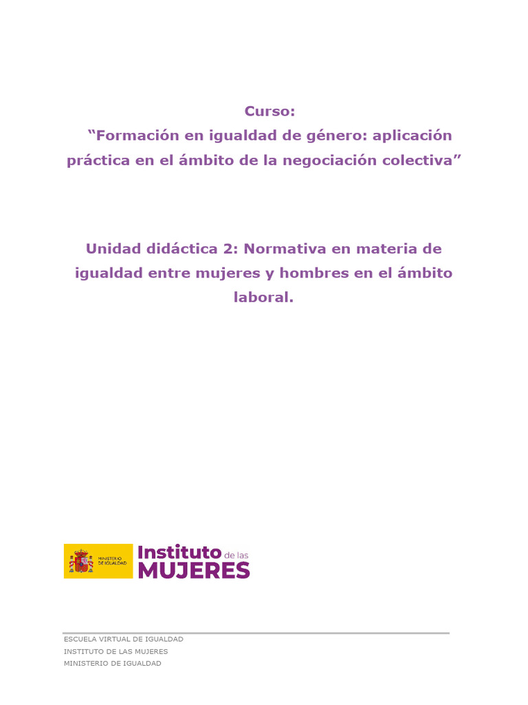 Unidad Didáctica 2: Normativa en Materia de Igualdad Entre Mujeres y ...