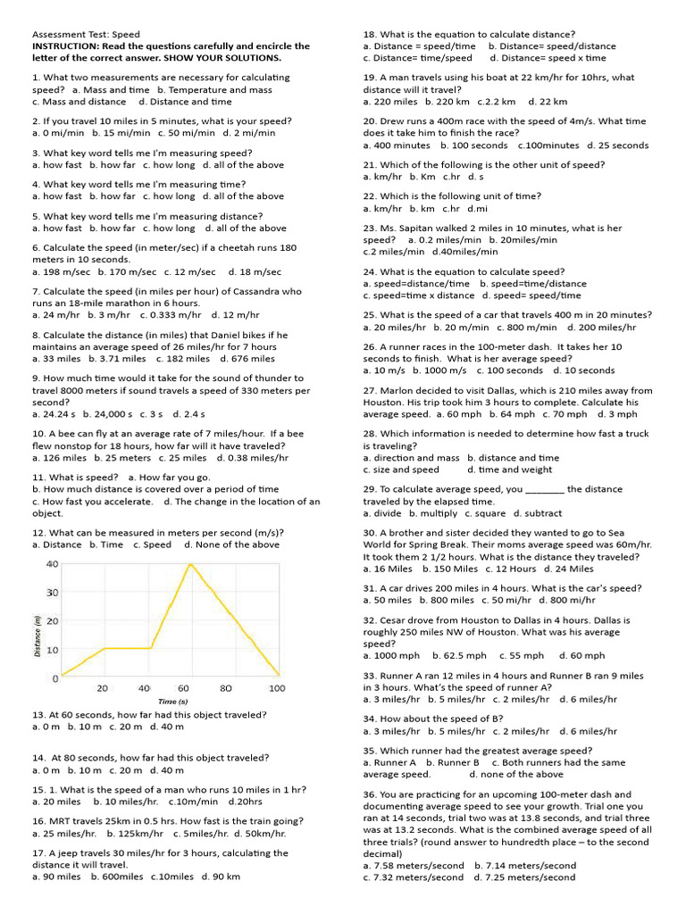 Assessment Test SPEED | PDF | Speed | Metrology