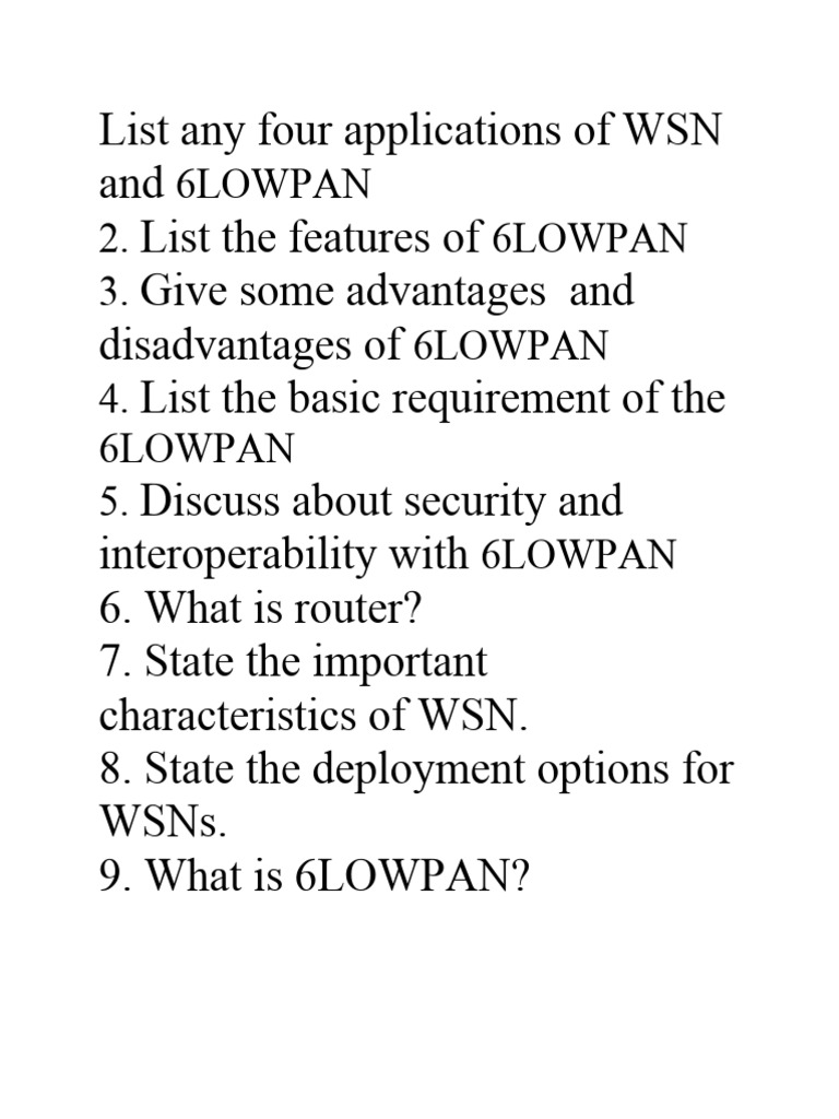 WSN and 6LoWPAN Applications and Protocols | PDF | Wireless Sensor ...