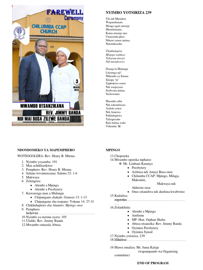 Nyimbo Yotsiriza: Mtendere ndi Chikhulupiriro | PDF