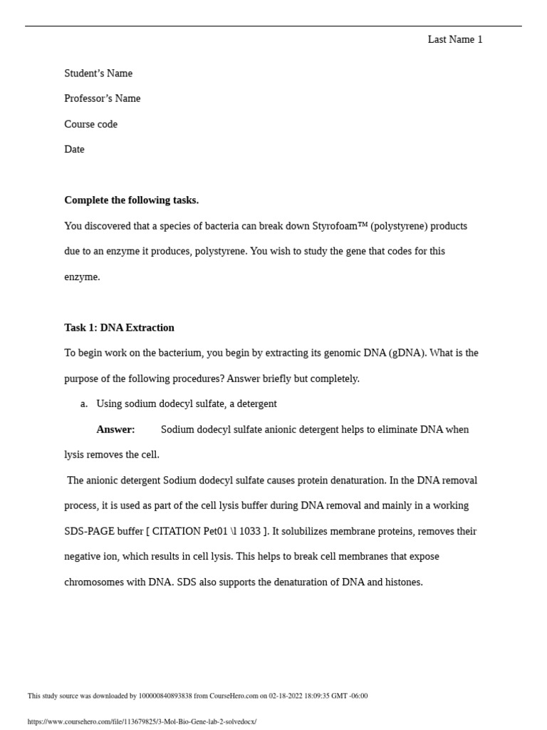 3 Mol Bio Gene Lab 2 Solve | PDF | Polymerase Chain Reaction | Primer ...