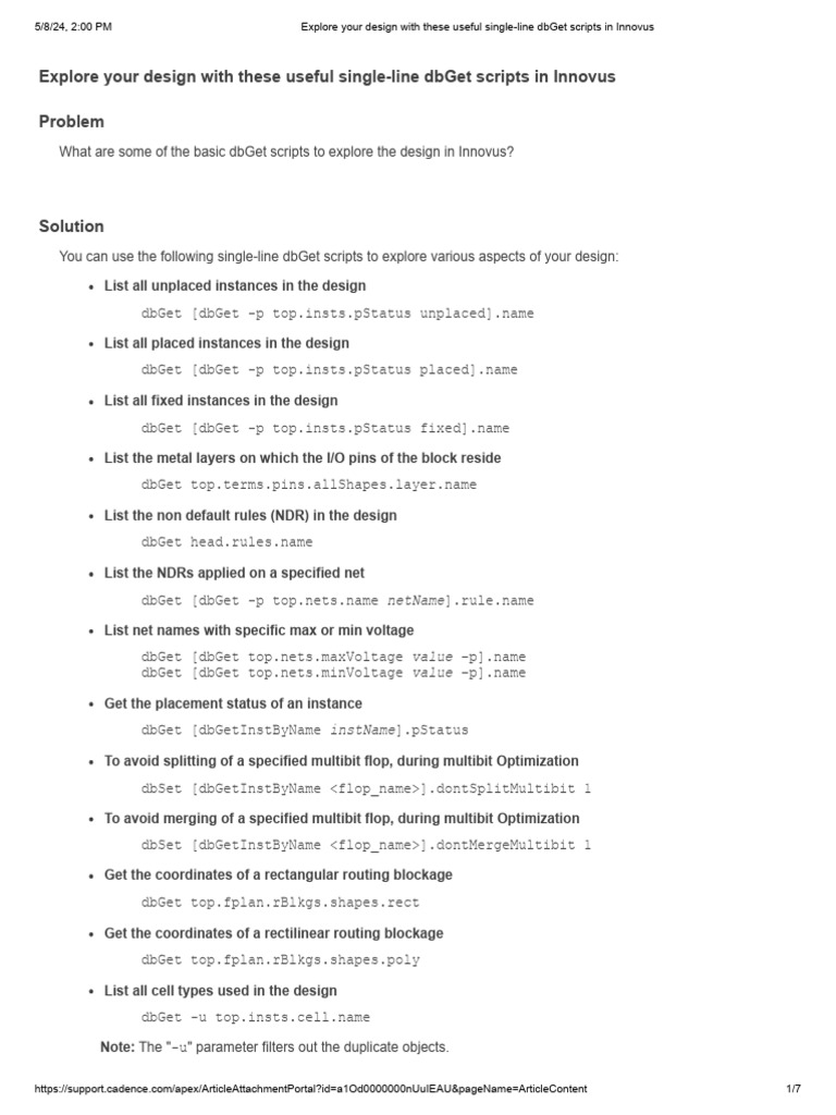 Basic dbGet Scripts for Innovus | PDF | Computer Programming | Computer ...