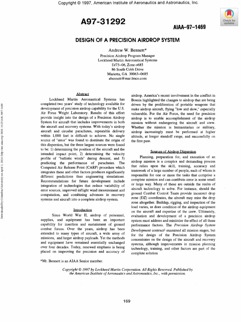 Bennett Bennett 2012 Design of A Precision Airdrop System | PDF ...
