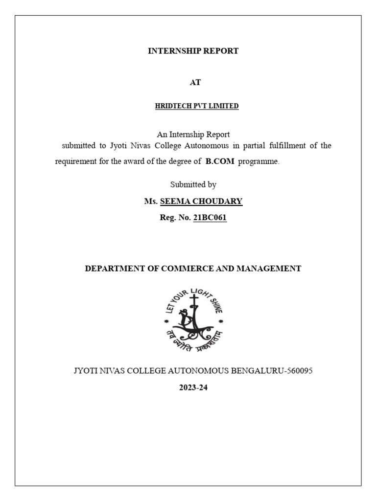 Seema Choudary's Internship Report at HridTech | PDF | Human Resource ...