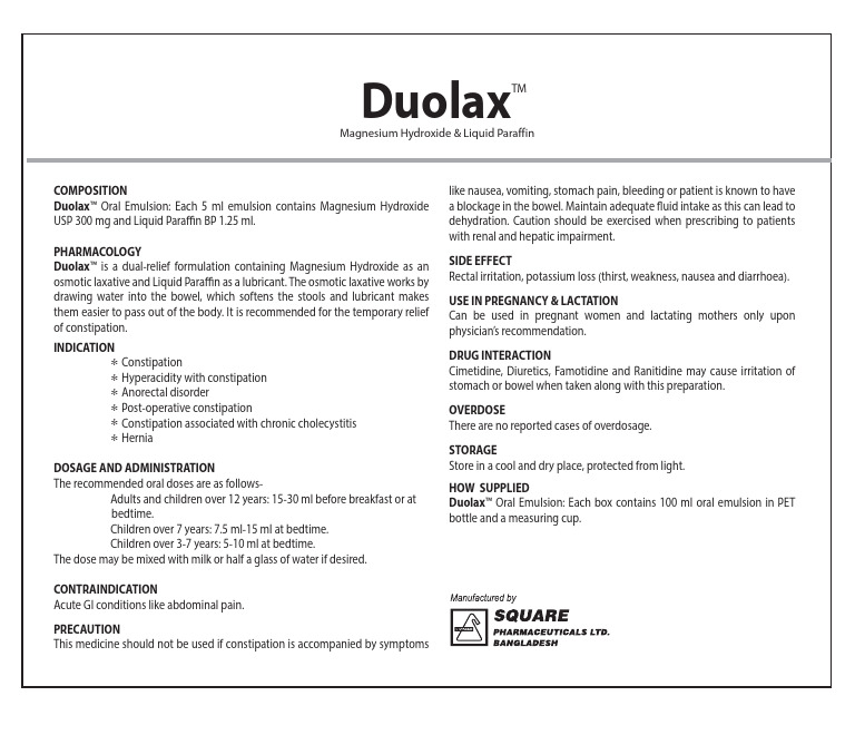 Pdoc - Duolax DS | PDF | Constipation | Dose (Biochemistry)
