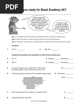 Beast Academy 4A Practice Problems | PDF | Area | Mathematics
