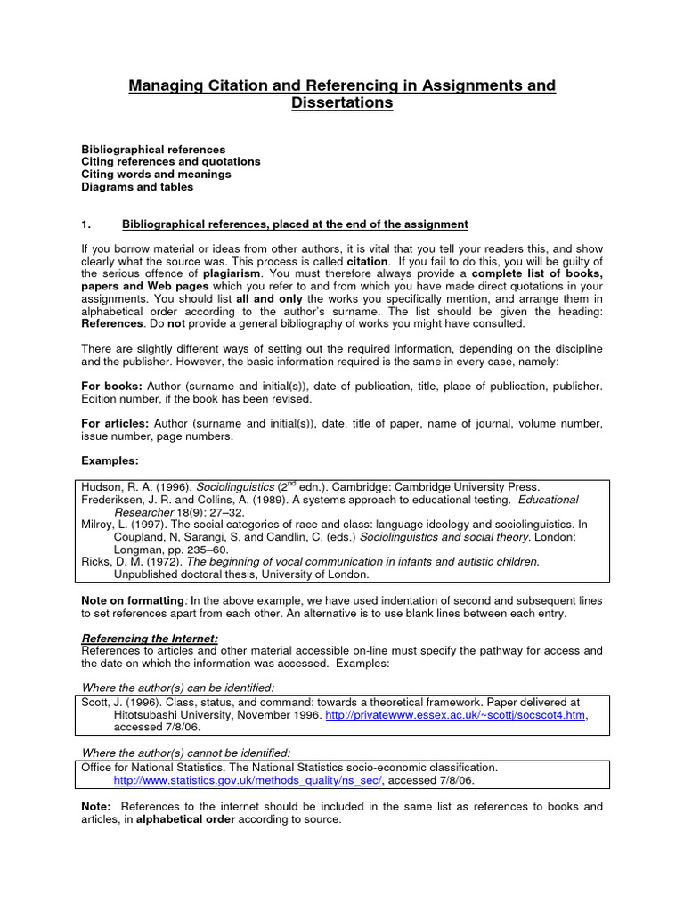 Citation And Referencing Guide Pdf Citation Bibliography