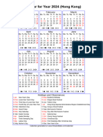 Year 2024 Calendar - Hong Kong