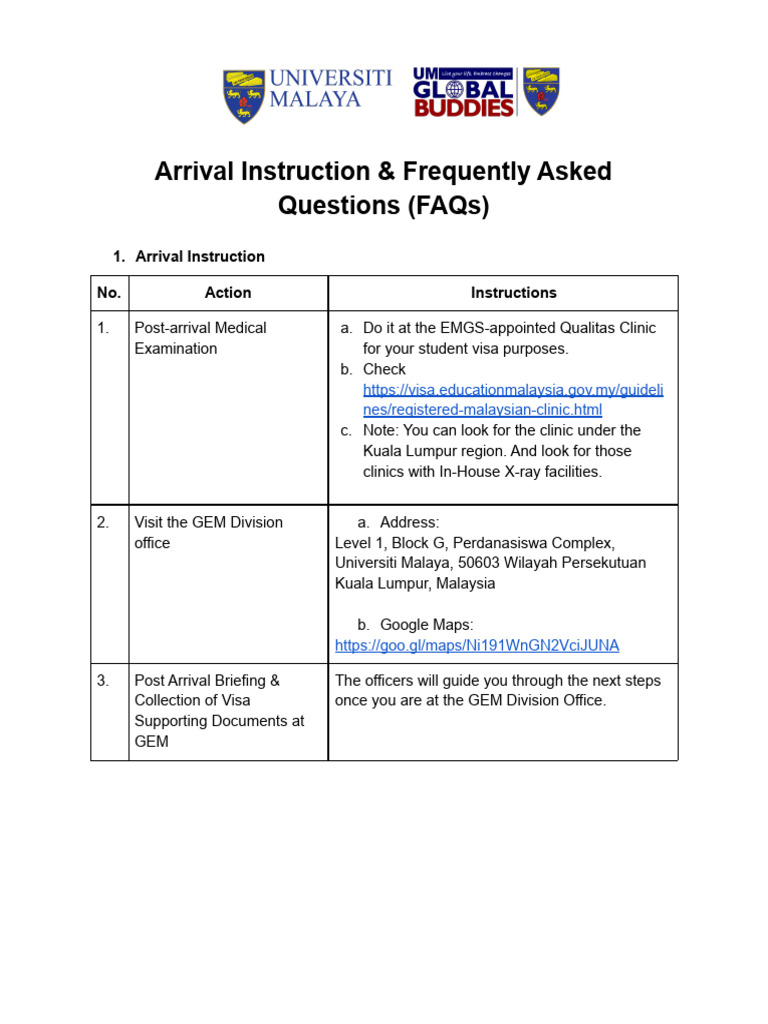 EMGS Medical Check-Up Instructions | PDF | Travel Visa | Malaysia