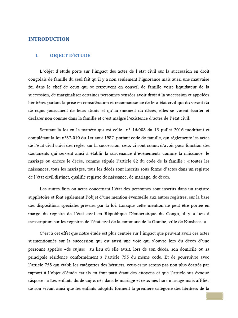 Impact des actes d'état civil sur la succession | PDF | Loi | Mariage
