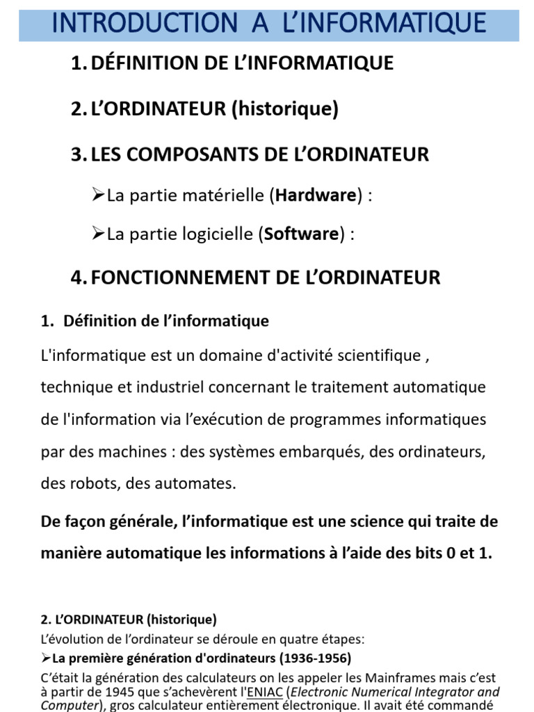 Introduction à l'informatique et ordinateurs | PDF | DoubleClick ...
