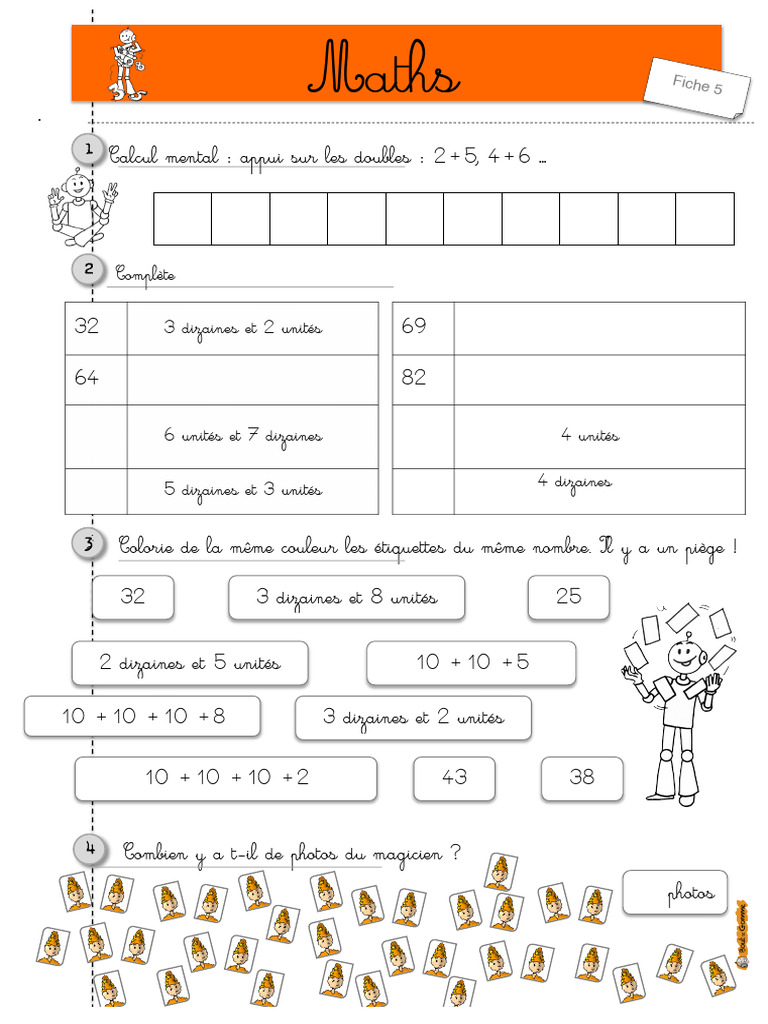 Exercices de maths CE1 à imprimer | PDF | Échecs