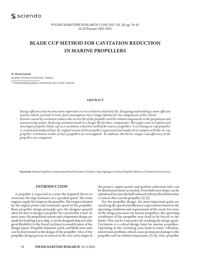 Cavitation Reduction in Marine Propellers | PDF | Propeller ...