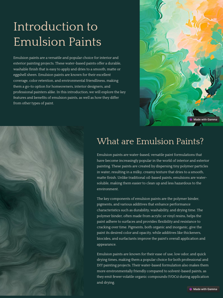 Overview of Emulsion Paints | PDF | Paint | Acrylic Paint